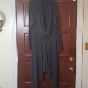 Dark grey eyelet sweater duster